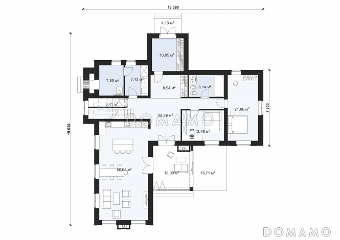 Дом в стиле Тюдоров S-265 / План 1 этажа