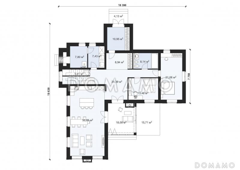 Дом в стиле Тюдоров S-265 / План 1 этажа