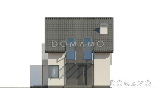 Проект компактного одноэтажного мансардного дома из газобетона с просторной светлой гостиной / Фасад 1