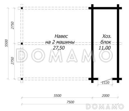 Проект навеса из клееного бруса / План 1 этажа