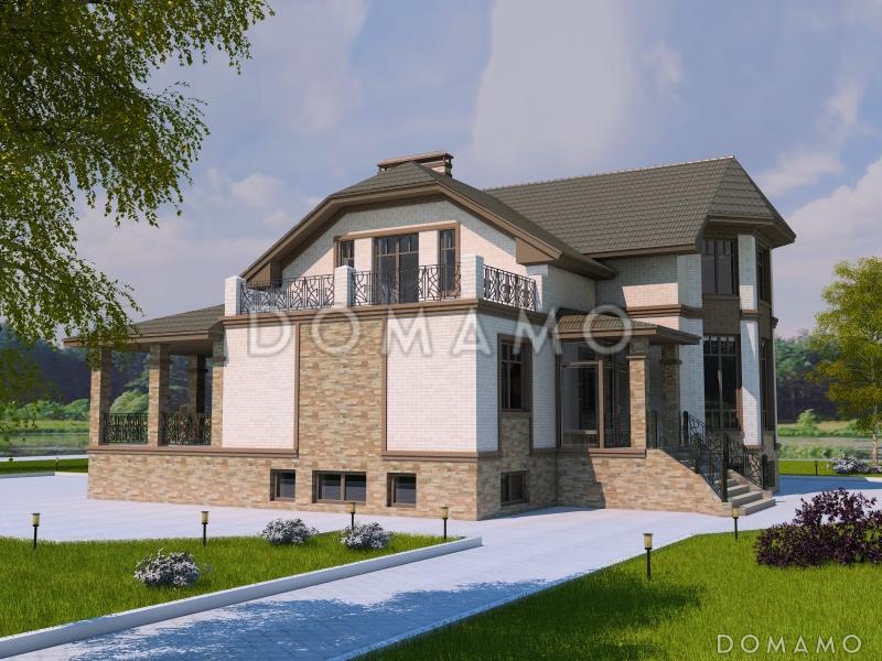 Проект двухэтажного дома с эркером и цокольным этажом, с винтовой лестницей / 4