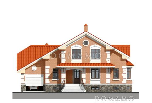 Проект дома из пеноблоков с цокольным этажом / Фасад 3