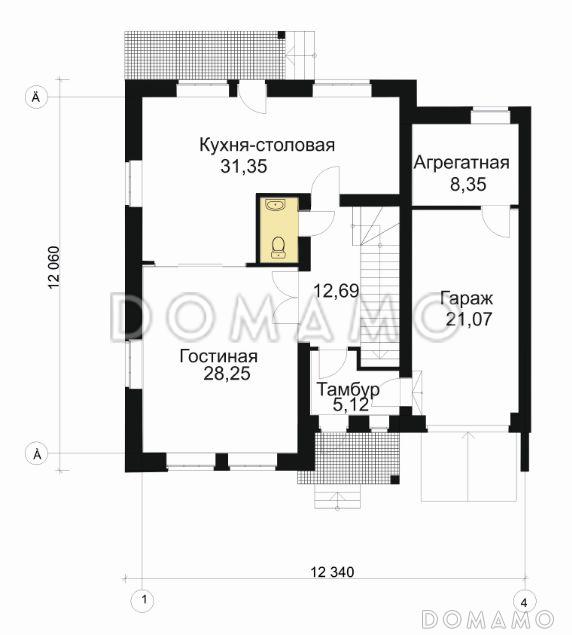 Проект таунхауса / План 1 этажа