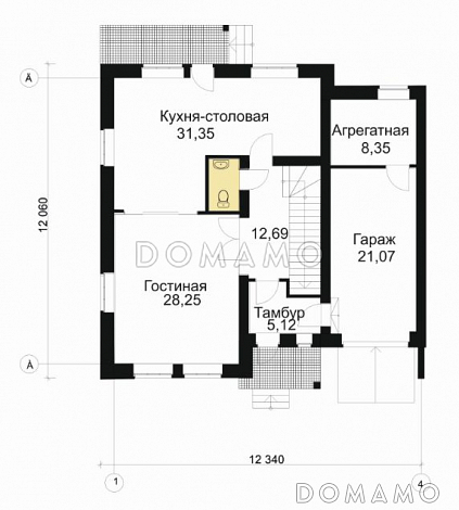 Проект таунхауса / План 1 этажа Проект таунхауса / План 1 этажа