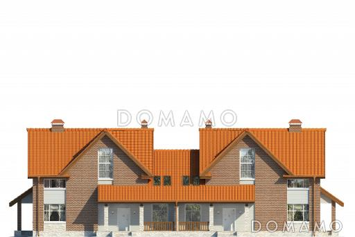 Проект дома с террасой, изолированной кухней, вторым светом / Фасад 1