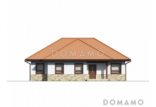 Проект одноэтажного дома из газобетона с тремя спальнями и комнатой на мансардном этаже / Фасад 4