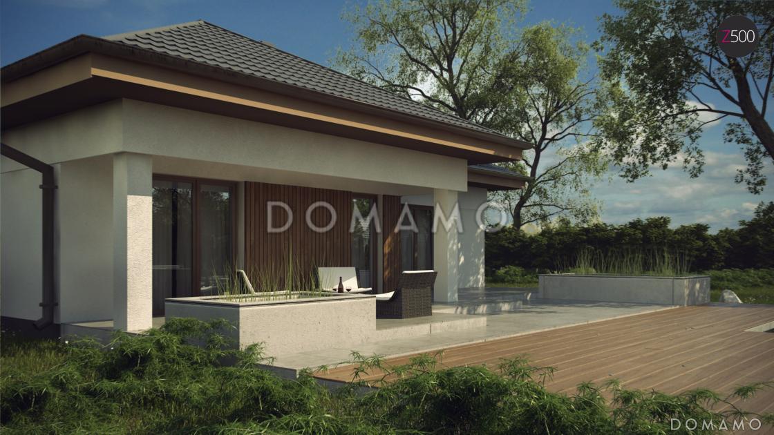 Проект одноэтажного дома из газобетона с большой гостиной, тремя спальнями и гаражом на два автомобиля / 5