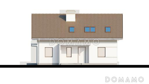 Проект одноэтажного мансардного дома из газобетона с дополнительной спальней и кабинетом на первом этаже / Фасад 4