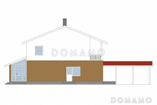 Проект кирпичного дома с небольшой мансардой / Фасад 4