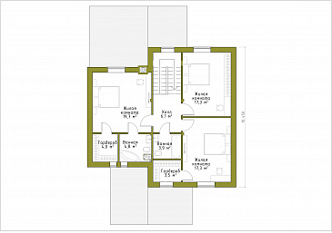 Проект брусового дома с эргономичной планировкой / План мансардного этажа Проект брусового дома с эргономичной планировкой / План мансардного этажа