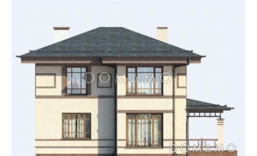 Проект двухэтажного дома из пеноблоков с тремя спальными комнатами / Фасад 4