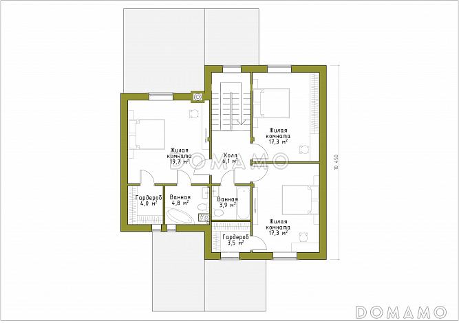 Проект брусового дома с эргономичной планировкой / План мансардного этажа Проект брусового дома с эргономичной планировкой / План мансардного этажа