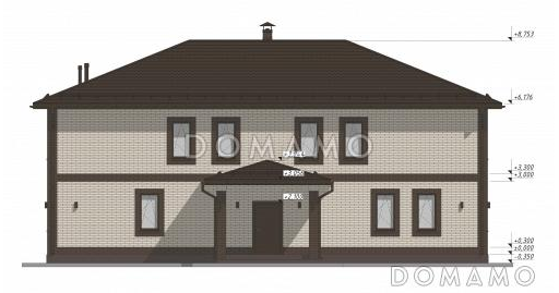 Проект эргономичного дуплекса с 8 спальнями на две семьи S-318 / Фасад 3