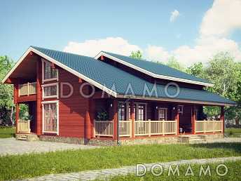 Проект деревянного дома с двухуровневой крышей