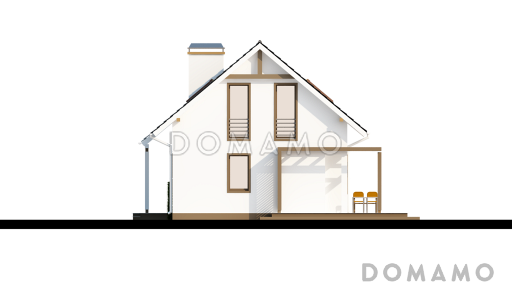 Проект компактного одноэтажного мансардного дома из газобетона с кабинетом на первом этаже и тремя спальнями на мансарде / Фасад 3