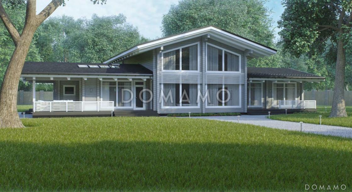 Проект дома из клееного бруса с сауной на первом этаже / 1