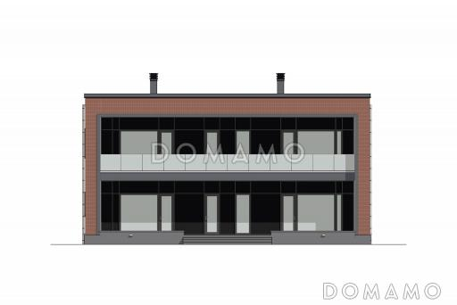 Проект двухэтажного дома из газобетона с сауной, террасой барбекю и балконом / Фасад 3