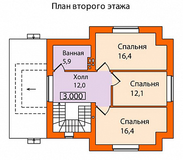Проект кирпичного дома с простой и удобной планировкой / План мансардного этажа Проект кирпичного дома с простой и удобной планировкой / План мансардного этажа