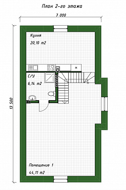 Проект гаража из газобетона с мансардным этажом и облицовкой из кирпича / План 2 этажа Проект гаража из газобетона с мансардным этажом и облицовкой из кирпича / План 2 этажа