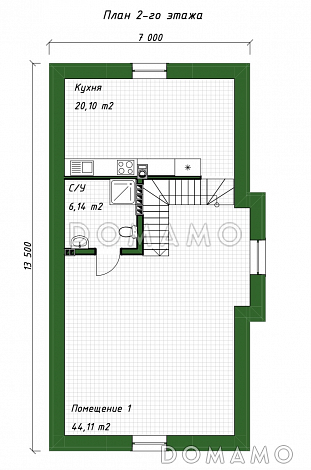 Проект гаража из газобетона с мансардным этажом и облицовкой из кирпича / План 2 этажа Проект гаража из газобетона с мансардным этажом и облицовкой из кирпича / План 2 этажа