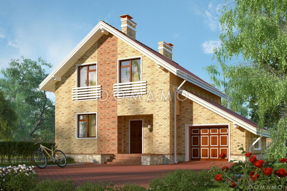 Проект дома из пеноблоков с французскими балконами / 1