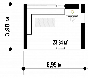 Проект современной беседки из кирпича с камином / План 1 этажа