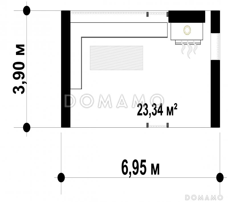 Проект современной беседки из кирпича с камином / План 1 этажа
