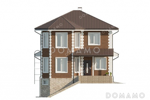 Проект двухэтажного дома с гаражом и подвалом / Фасад 4