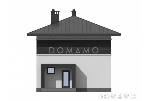 Проект двухэтажного дома с котельной с окном, комнатой на первом этаже и тремя спальнями на втором / Фасад 1