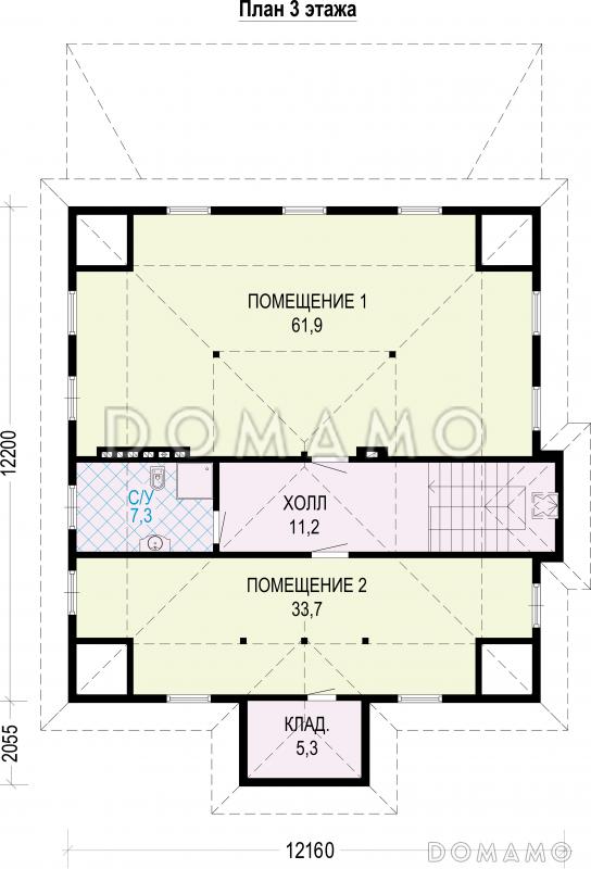 Проект трехэтажного загородного дома из газобетона / План 3 этажа