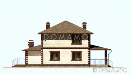 Проект компактного двухэтажного дома с 4 спальнями и крытой террасой / Фасад 1