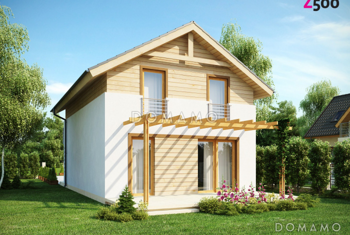 Проект одноэтажного мансардного дома из газобетона с кабинетом и с высокой аттиковой стеной Проект одноэтажного мансардного дома из газобетона с кабинетом и с высокой аттиковой стеной