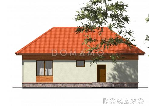 Одноэтажный дом из пенобетона с двумя просторными спальнями под черепичной кровлей / Фасад 3