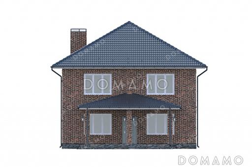 Проект двухэтажного дома с четырьмя спальнями наверху и одной внизу / Фасад 1