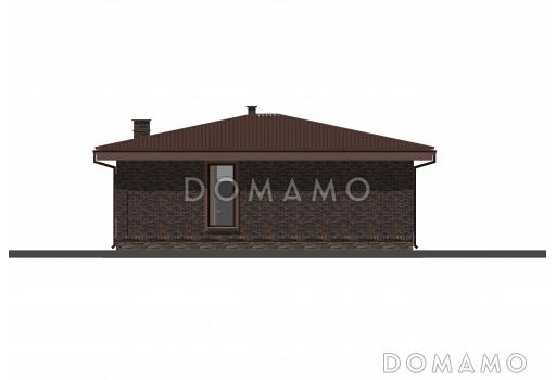 Проект небольшого одноэтажного дома с двумя спальнями и просторной кухней-гостиной / Фасад 3