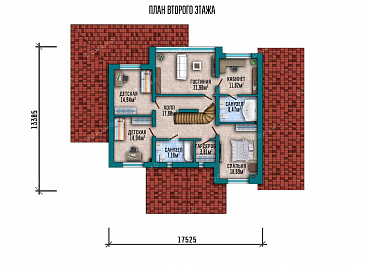 Проект двухэтажного дома с мансардой и гаражом / План 2 этажа Проект двухэтажного дома с мансардой и гаражом / План 2 этажа