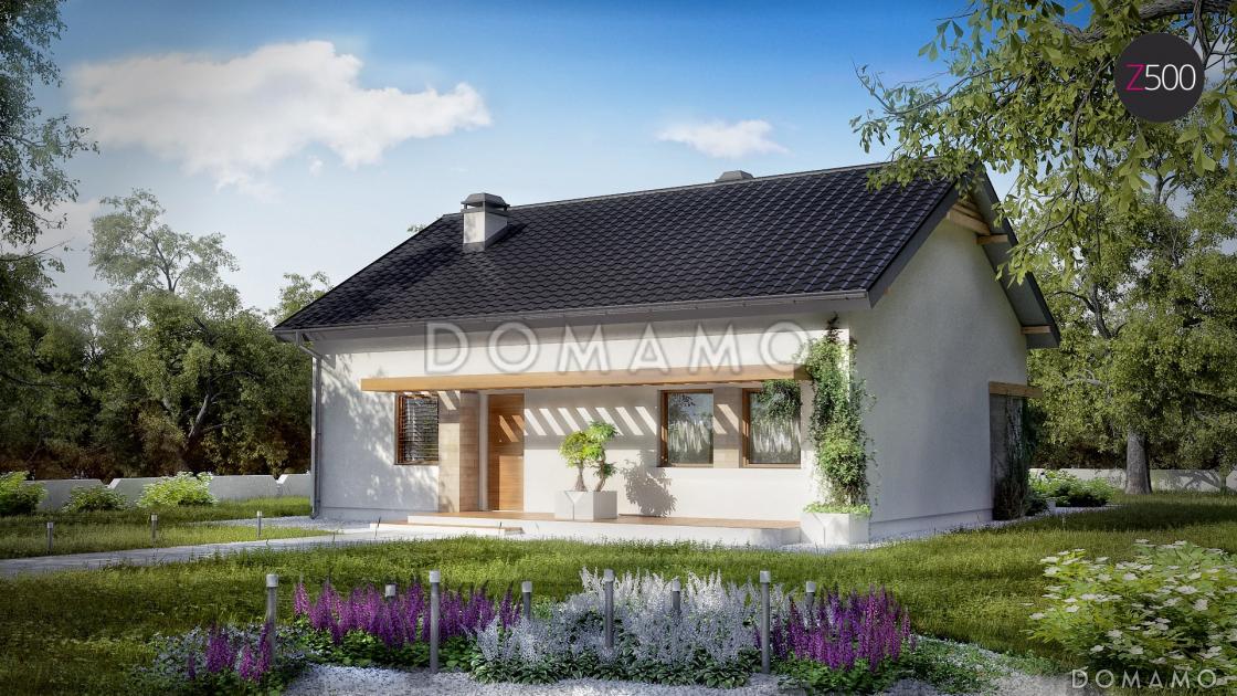 Проект компактного одноэтажного дома из газобетона с двумя спальнями и с возможностью обустройства чердачного помещения / 2