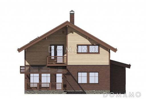 Проект дома с балконом над террасой / Фасад слева