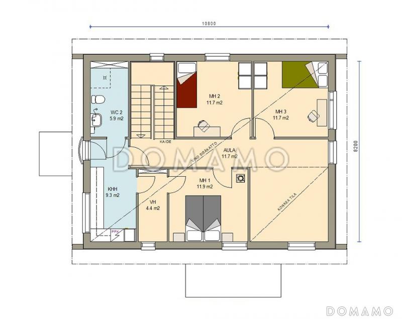 Проект двухэтажного комфортного дома / План 2 этажа