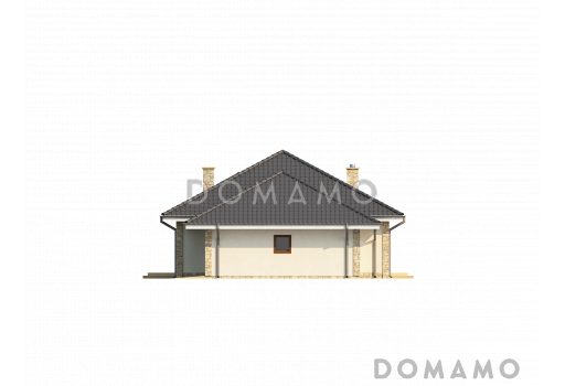 Проект одноэтажного дома из газобетона с тремя спальнями и гаражом на два автомобиля, с возможностью обустройства мансарды / Фасад 4