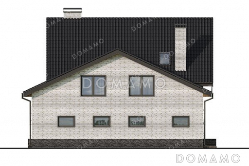 Проект одноэтажного дома с мансардой и гаражом на два авто / Фасад 4