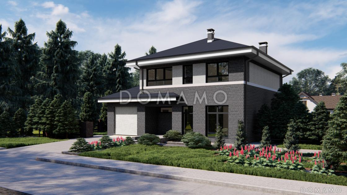 Проект двухэтажного дома с гаражом, кухней с выходом на террасу, кабинетом / 3