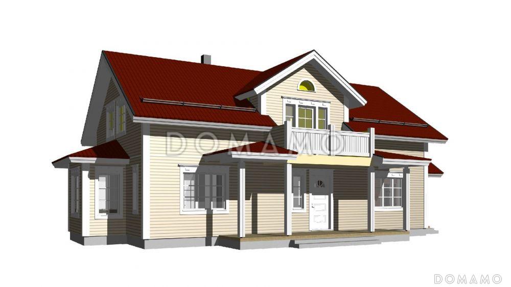 Проект каркасного дома с балконом над главным входом / 2