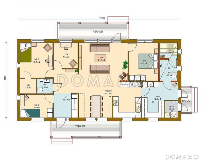 Проект каркасного дома с просторной прихожей / План 1 этажа