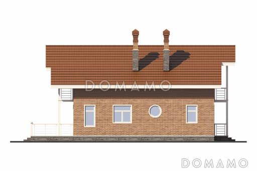 Коттедж с мансардным этажом и пристроенным навесом для машины / Фасад 3