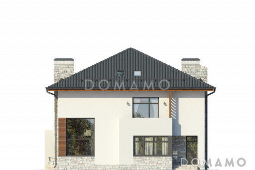 Проект двухэтажного дома с облицовкой штукатуркой / Фасад 3