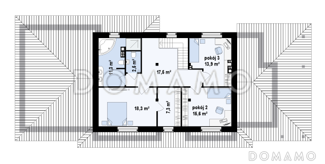 Проект красивого просторного двухэтажного коттеджа из газобетона с крытой террасой и гаражом / План 2 этажа