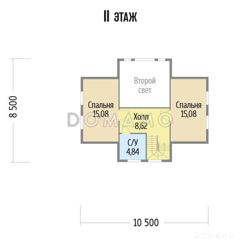 Проект загородного дома из клееного бруса со вторым светом / План мансардного этажа Проект загородного дома из клееного бруса со вторым светом / План мансардного этажа