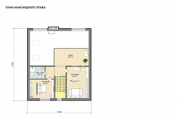 Проект Г-образного дома из газобетона с 3 спальнями, изолированной кухней и зоной барбекю на террасе / План мансардного этажа Проект Г-образного дома из газобетона с 3 спальнями, изолированной кухней и зоной барбекю на террасе / План мансардного этажа