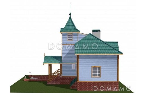Проект коттеджа с башенкой и гаражом / Фасад 2